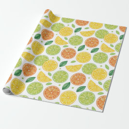 Bright Citrus Slice Pattern Gift Wrap ラッピングペーパー
