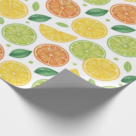 Bright Citrus Slice Pattern Gift Wrap ラッピングペーパー (角)