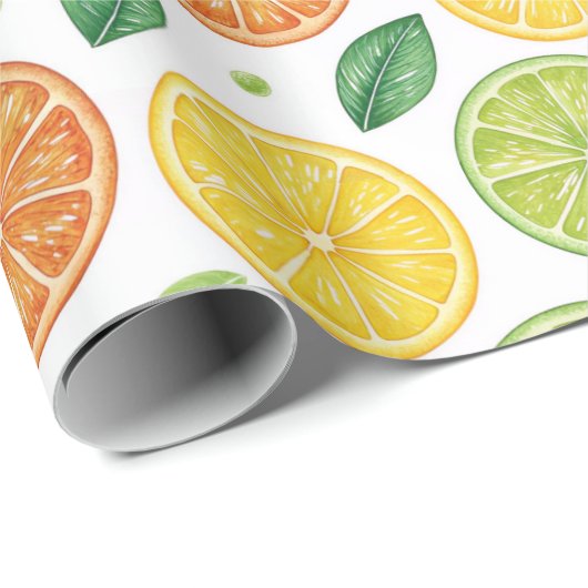 Bright Citrus Slice Pattern Gift Wrap ラッピングペーパー (ロールコーナー)