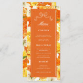Bright Citrus Yellow Orange Bridal Shower Wedding メニュー (正面/裏面)