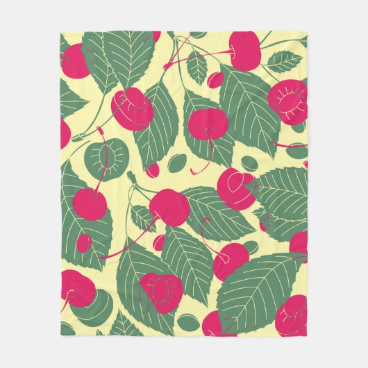 Bright color summer pattern with cherries. Illustr フリースブランケット (正面)