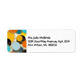 Bright Colorful 80's Retro Abstract Gold Address ラベル (正面)