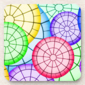 Bright Colorful Abstract Circles Pattern コースター (正面)