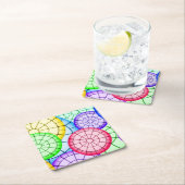 Bright Colorful Abstract Circles Pattern スクエアペーパーコースター (インサイチュ)