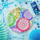 Bright Colorful Abstract Circles Pattern ペーパープレート (パーティー)