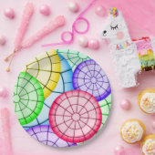 Bright Colorful Abstract Circles Pattern ペーパープレート (パーティー)