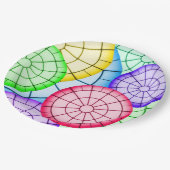 Bright Colorful Abstract Circles Pattern ペーパープレート (アングル)