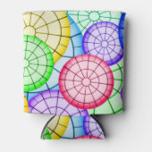 Bright Colorful Abstract Circles Pattern 缶クーラー (正面)