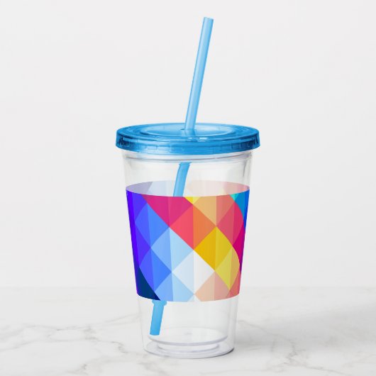 Bright Colorful Abstract Geometric Pattern アクリルタンブラー (裏面)