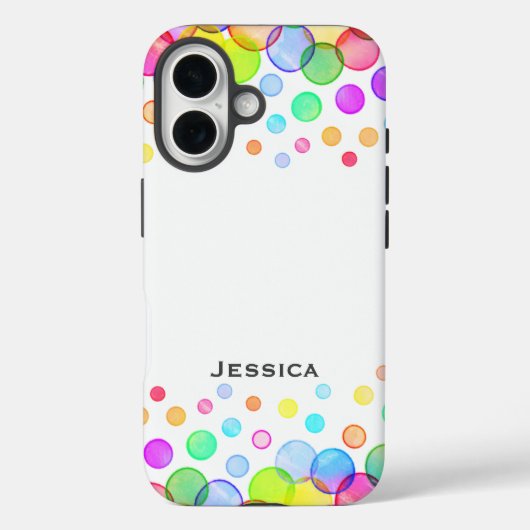 Bright Colorful Bubbles Personalised White Case-Mate iPhoneケース (裏面)
