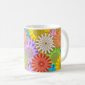 Bright Colorful Busy Chaotic Hippy Flower Pattern コーヒーマグカップ (正面右)
