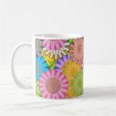 Bright Colorful Busy Chaotic Hippy Flower Pattern コーヒーマグカップ (左)