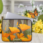 Bright Colorful California Poppies Personalized ラップトップスリーブ<br><div class="desc">Style your laptop with this beautiful laptop sleeve featuring a bright, bold California poppies floral pattern. Add your custom text to the bottom edge to personalize your laptop sleeve. You can add your name, initials, or any other info that you’d like to include. This colorful California poppies laptop sleeve is...</div>
