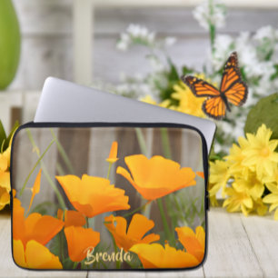 Bright Colorful California Poppies Personalized ラップトップスリーブ