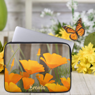 Bright Colorful California Poppies Personalized ラップトップスリーブ