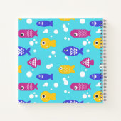 Bright Colorful Cartoon Fish Pattern Blue ノートブック (裏面)