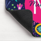 Bright Colorful Chaotic Floral Blue Personalised マウスパッド (コーナー)