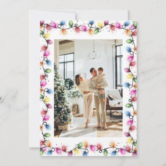 Bright Colorful Christmas Lights Photo シーズンカード (正面)