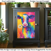 Bright Colorful Cow with Daisy DZ3R Decoupage 薄葉紙