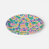 Bright Colorful Crazy Circles Pattern ペーパープレート (アングル)