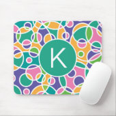 Bright Colorful Crazy Circles Pattern Monogram マウスパッド (マウス)