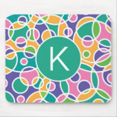 Bright Colorful Crazy Circles Pattern Monogram マウスパッド (正面)