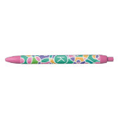 Bright Colorful Crazy Circles Pattern Monogram 黒ボールペン (正面)
