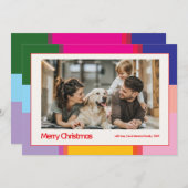 Bright Colorful Family Photo Christmas シーズンカード (正面/裏面)