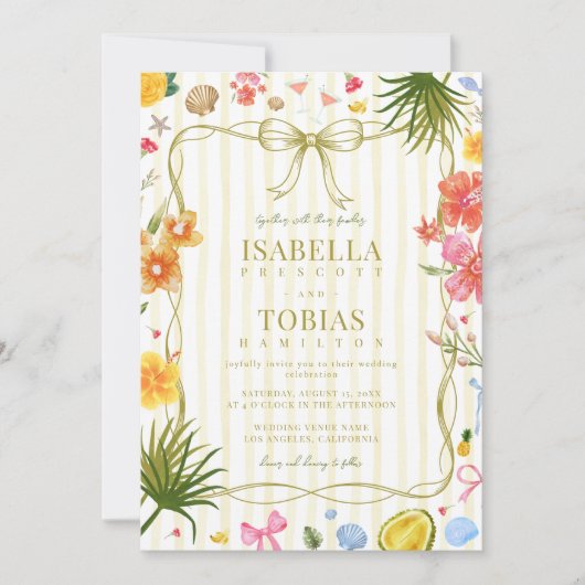 Bright Colorful Island Wedding 招待状 (正面)