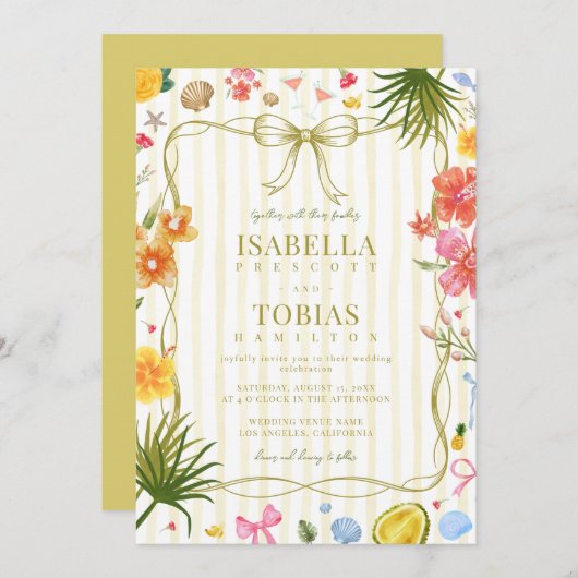 Bright Colorful Island Wedding 招待状 (正面/裏面)