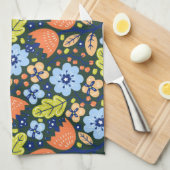 Bright Colorful Modern Pretty Flower Pattern キッチンタオル (四つ折り)