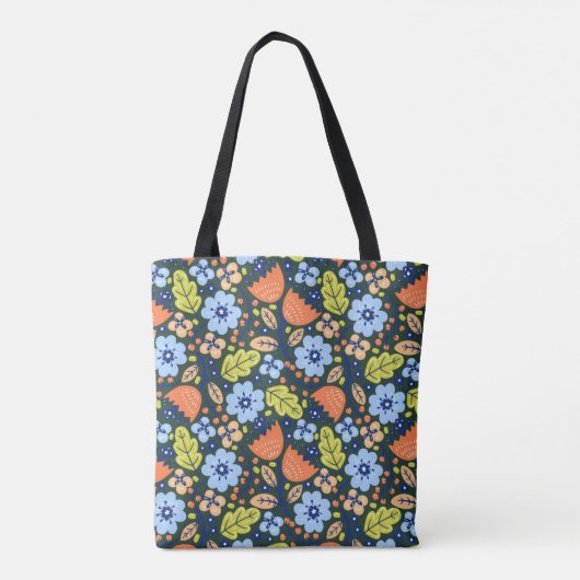Bright Colorful Modern Pretty Flower Pattern トートバッグ (裏面)