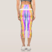 Bright Colorful Modern Striped Yoga Capri カプリレギンス (裏面)