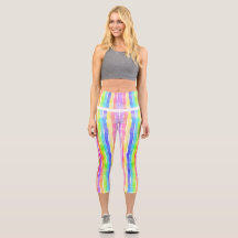 Bright Colorful Modern Striped Yoga Capri