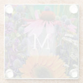 Bright Colorful Monogram Flowers ガラスコースター (裏面)