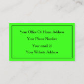 Bright Colorful Neon Green Wedding Event Planner 名刺 (裏面)