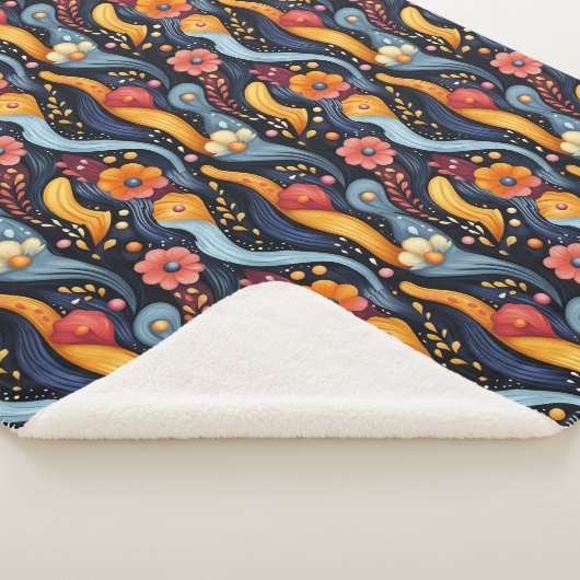 Bright Colorful Orange Flowers Abstract シェルパブランケット (3/4)