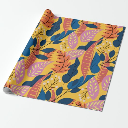 Bright colorful pattern with tropical leaves, ber ラッピングペーパー (アンロールド)