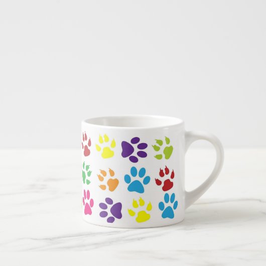 Bright Colorful Paw Prints Pattern エスプレッソカップ (右)