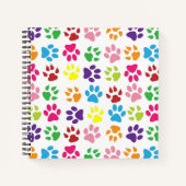 Bright Colorful Paw Prints Pattern ノートブック (正面)