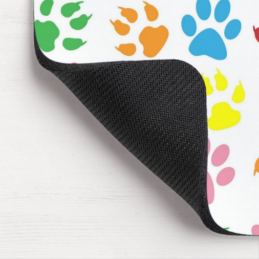 Bright Colorful Paw Prints Pattern マウスパッド (コーナー)