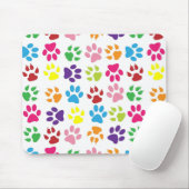 Bright Colorful Paw Prints Pattern マウスパッド (マウス)