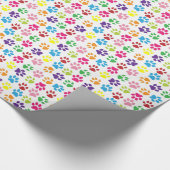Bright Colorful Paw Prints Pattern ラッピングペーパー (角)