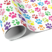 Bright Colorful Paw Prints Pattern ラッピングペーパー (ロールコーナー)