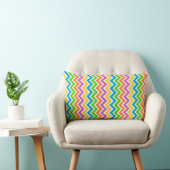 Bright Colorful Rainbow Chevron Pattern ランバークッション (椅子)