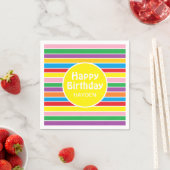 Bright Colorful Rainbow Striped Custom Birthday スタンダードカクテルナプキン (インサイチュ)