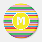 Bright Colorful Rainbow Striped Monogrammed マグネット (正面)