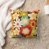 Bright Colorful Retro Cute Floral Pattern クッション (ブランケット)