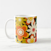 Bright Colorful Retro Cute Floral Pattern コーヒーマグカップ (左)