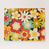 Bright Colorful Retro Cute Floral Pattern ジグソーパズル (横)